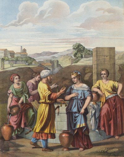 Eliezer and Rebecca at the Well by after Nicolas Poussin